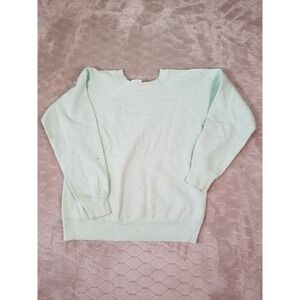 VTG ICU Brand Mint Green Blank Sweatshirt - Sz M - Raglan 80s Faded See Pics